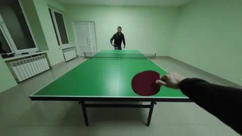 First-Person Table Tennis: Dynamic POV Gameplay Experience Stock Footage 297955110