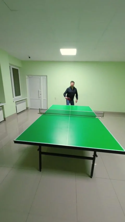 First-Person Vertical Table Tennis: POV Gameplay Experience at Indoor Facil.. Stock Footage 297761855