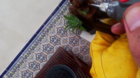 First-person video of cleaning iron to remove rust. Video stock 345967902