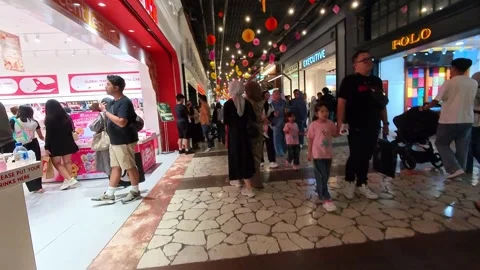 First-person video of the crowd of Paris Van Java Mall Stock Footage 332193065