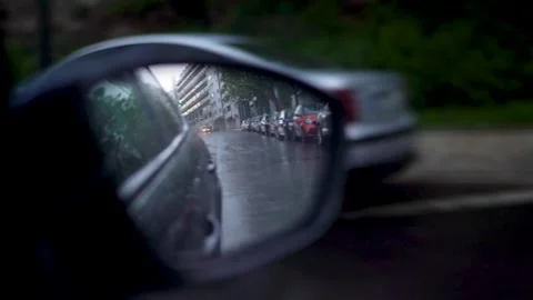 First person view from car passanger on side mirror Stock Footage 273673786