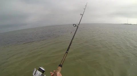 First person view of casting while fishing Stock Footage 22636288
