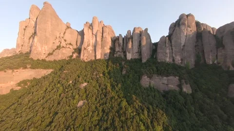 A first-person view of the cliff. Drone view of mountains in Spain. FPV Stock Footage 215164215