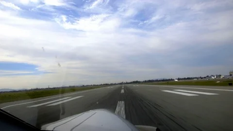 First Person View from Cockpit while Taking Off - Oakland Airport Stock Footage 88897680