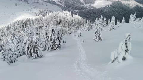 A first-person view of the descent down the mountain on a winter day. Stock-Footage 219944431