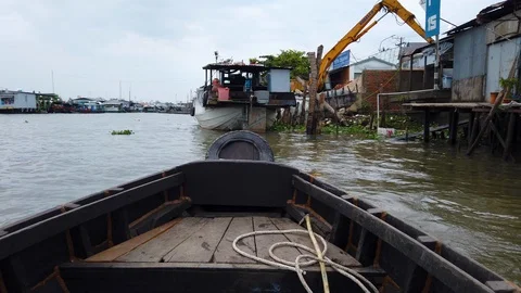 First person view, Front view on a traditional wooden boat Stock Footage 102482748