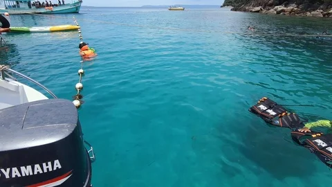 First Person View Jump into Ocean in Koh Chang, Thailand Stock Footage 122080121