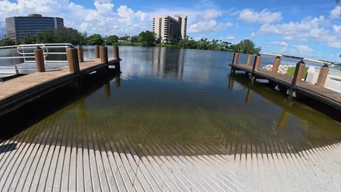 First-Person View Moving Toward a Shore on a Calm River Stock Footage 320211330