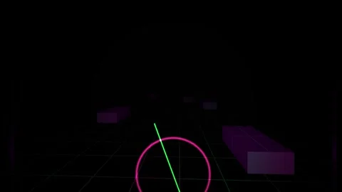 First Person View of Neon Target Scanning Purple Blocks in a Dark Synthwave.. Stock-Footage 343698211