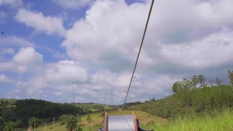 First person view of optic fiber cable installation in rural area Stock Footage 342117559