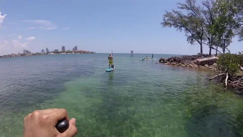 First person view paddleboarding Stock Footage 203804819