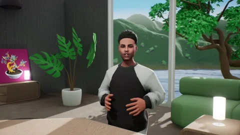 First person view people communicate in the metaverse office. Stock Footage 220930067