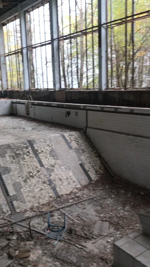 First Person View on the Pool at Chernobyl as in PC's games Stock Footage 147553110