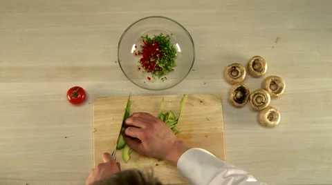 First person view to prepare stuffing mushrooms Stock Footage 68004547