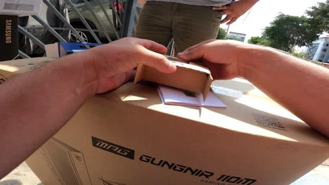 First person view receiving and checking packages to assemble a pc by parts Vidéo 150318067