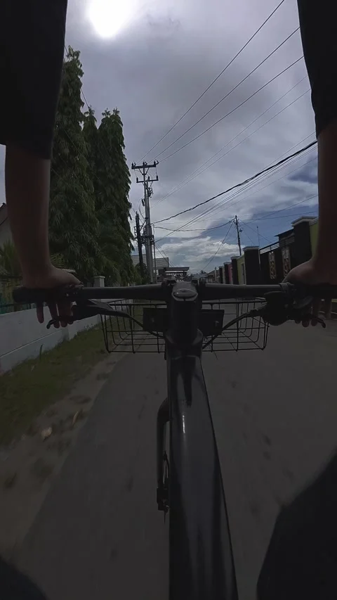 First Person View Riding a Bicycle Outdoors Stock Footage 345210034