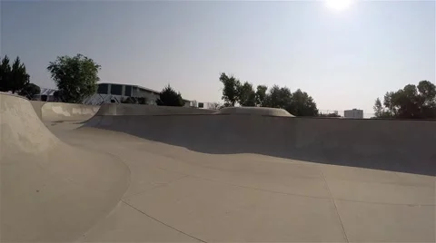 First person view of riding through a popular skate park. Stock Footage 53642404