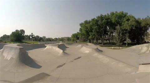 First person view of riding through a popular skate park. Stock Footage 53642647
