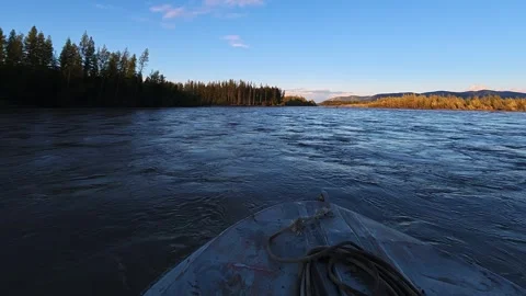 First-Person View of River Journey with Forested Shoreline Vidéo 341407604