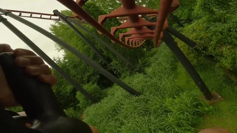 First person view roller coaster with three loops in a row. Stock Footage 247133789