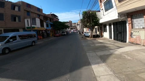 First person view running through the jiron Jose Gabriel Aguilar Seguro, Surco 库存影片 150314943