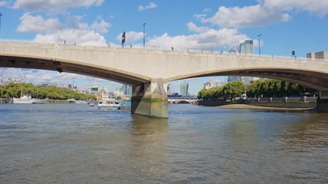 First person view of sailing along the Thames river Video stock 319808052