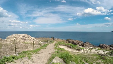 First Person View  Walk through ancient ruins Stock Footage 74867498