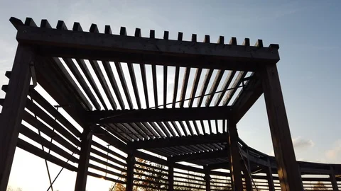 First person view walk under pergolas path 動画素材 119786332