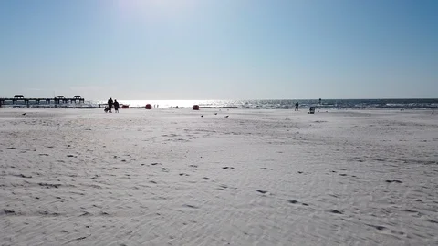 First Person View Walking Down White Sandy Beach On Bright Sunny Day Vacatio Stock Footage 127375635