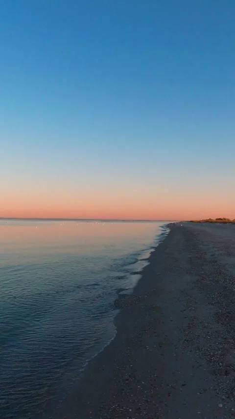 First person view - walking on the seashore on an early summer morning. Ver.. Stock Footage 270214297