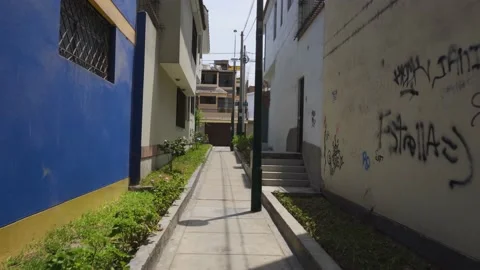 First person view walking through a narrow passage called Loma Grande Stock Footage 150302807