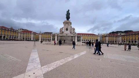 First Person Winter Walk at Praca do Comercio, Lisbon. Part 3 Stock Footage 328240958