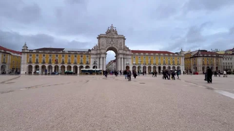 First Person Winter Walk at Praca do Comercio, Lisbon. Part 4 Stock Footage 328241133