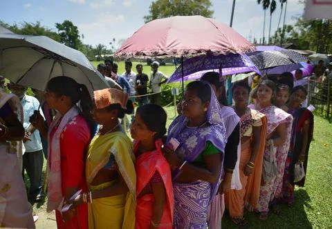 First phase of general elections in Assam, Jorhat, India - 11 Apr 2019 Stock Photos