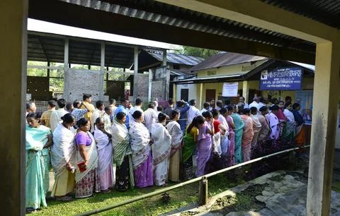 First phase of general elections in Assam, Jorhat, India - 11 Apr 2019 Stock Photos