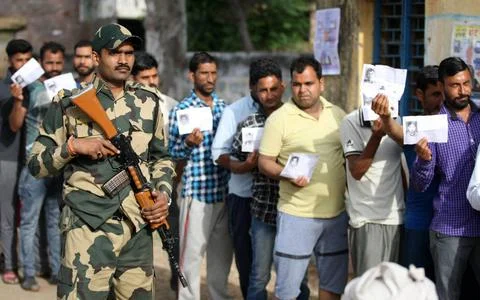 First phase of general elections in Jammu, India - 11 Apr 2019 Stock Photos