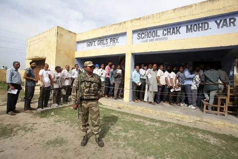 First phase of general elections in Jammu, India - 11 Apr 2019 Stock Photos
