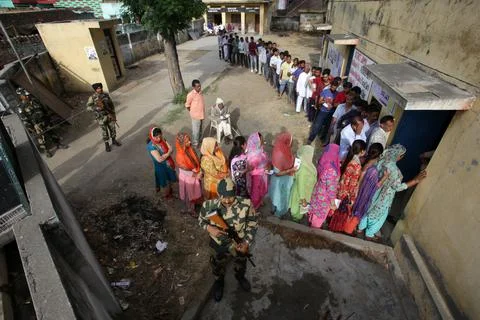 First phase of general elections in Jammu, India - 11 Apr 2019 Stock Photos