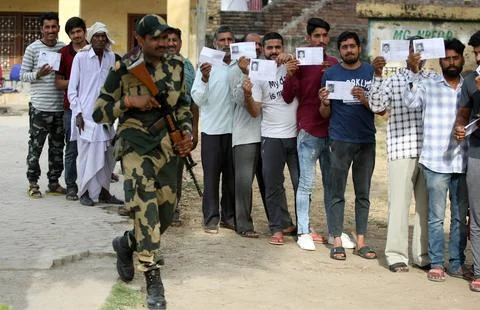 First phase of general elections in Jammu, India - 11 Apr 2019 Stock Photos