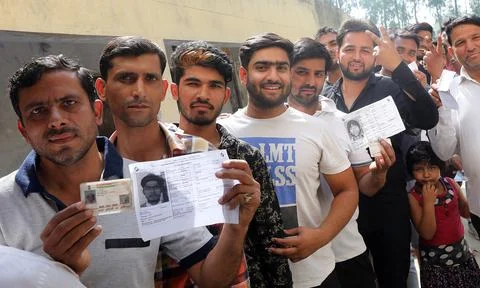 First phase of general elections in Uttar Pradesh, Dadri, India - 11 Apr 2019 Stock Photos