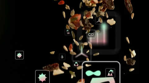First pieces falling, seed and nut column forming, rotating and densifying while Stock Footage 323269305