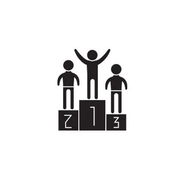 First place black vector concept icon. First place flat illustration, sign Stock Illustration