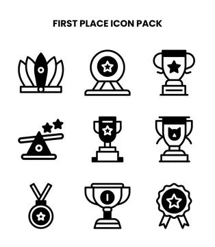 First Place DuoTone Bundle Icons Pack Stock Illustration