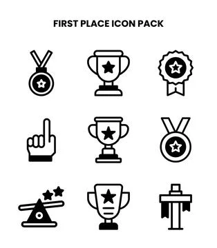 First Place DuoTone Graphics Icons Pack Stock Illustration