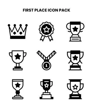 First Place DuoTone Vector Icons Pack Stock Illustration