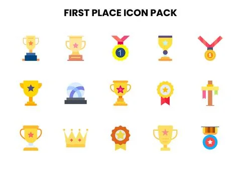 First Place Flat Icons Pack Stock Illustration