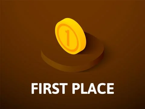 First place isometric icon, isolated on color background Stock Illustration