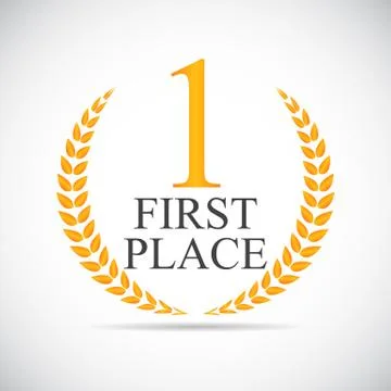 First Place Laurel Design Label Vector Illustration Stock Illustration