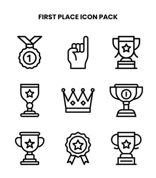 First Place Line Design Icons Pack Stock Illustration