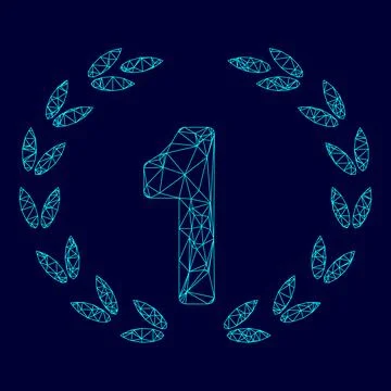 First place low poly triangulation triangulated polygonal electric cyan blue  Stock Illustration